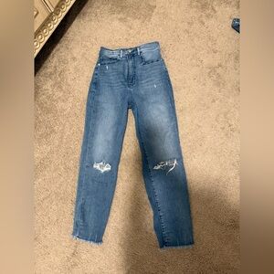 Express Slim High Rise Blue Distressed Women's Jeans